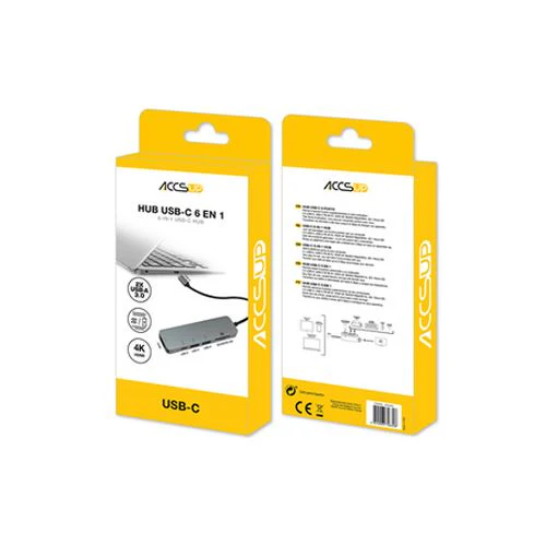 Adaptador Accsup Hub USB-C 6 em 1- Cinzento - Image 6