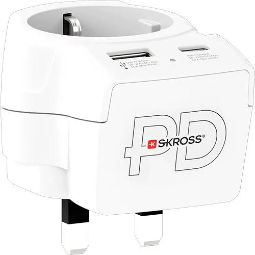 Adaptador de Viagem Skross Europa para UK + USB-A | USB-C 20PD - Image 3
