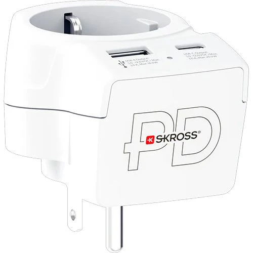 Adaptador de Viagem Skross Europa para USA + USB-A | USB-C 20PD - Image 2