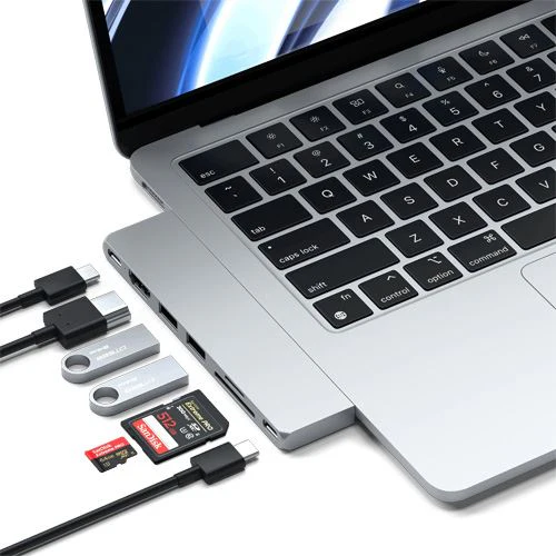 Adaptador Dual USB-C HUB Satechi Pro Hub Slim ST-HUCPHSS - Silver - Image 6