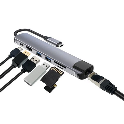 Adaptador HUB USB-C Accsup 7 em 1 100W - Cinzento - Image 3