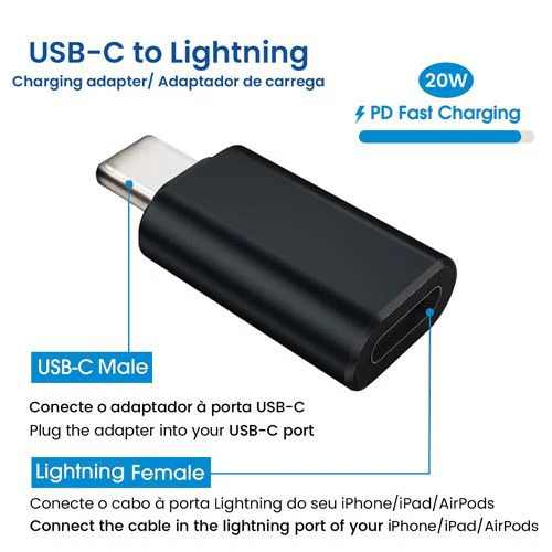 Adaptador Lightning para USB- C 4- OK - Preto - Image 3