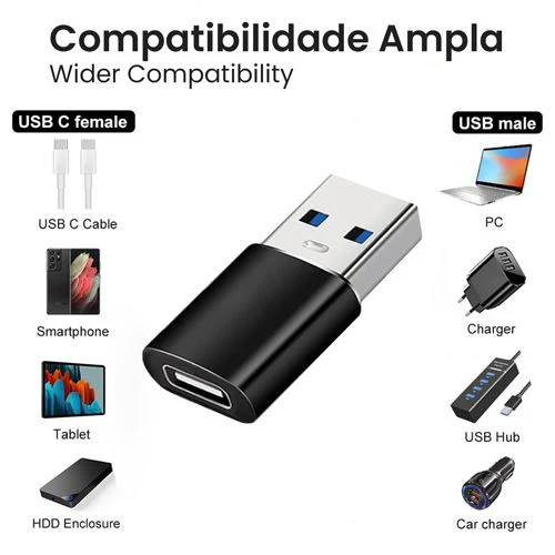 Adaptador USB para USB-C 4-OK - Preto - Image 2
