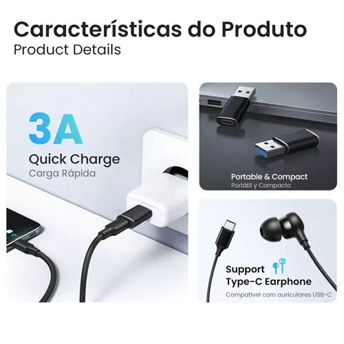 Adaptador USB para USB-C 4-OK - Preto - Image 3