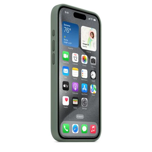 Capa Silicone Apple com MagSafe para iPhone 15 Pro - Verde Cipreste - Image 3