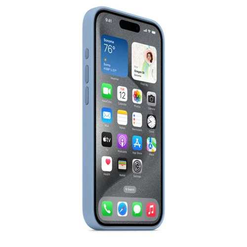 Capa Silicone Apple com MagSafe para iPhone 15 Pro - Azul Inverno - Image 3