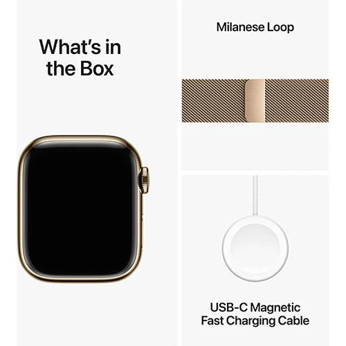 Apple Watch Series 9 GPS 41mm - Cellular - Aço Inoxidável Dourado | Bracelete Milanese Dourado - Image 6