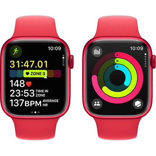 Apple Watch Series 9 GPS 45mm - Cellular - Alumínio (Product) Red | Bracelete Desportiva (Product) Red - S/M - Image 4