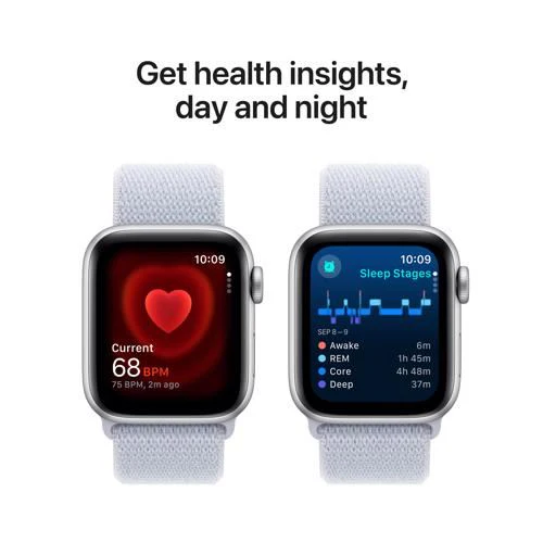 Apple Watch SE 2024 GPS 40mm - Alumínio Prateado | Bracelete Loop Nuvem azul - Image 5