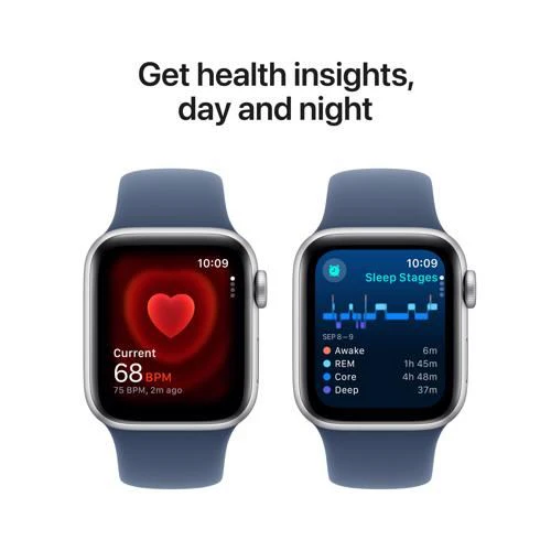 Apple Watch SE 2024 GPS 40mm - Cellular - Alumínio Prateado | Bracelete Desportiva Azul denim - M/L - Image 5