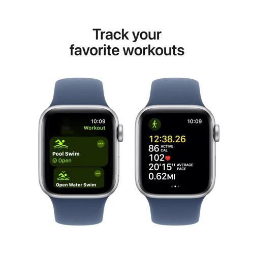 Apple Watch SE 2024 GPS 40mm - Cellular - Alumínio Prateado | Bracelete Desportiva Azul denim - M/L - Image 6