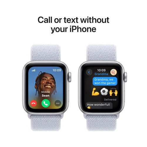 Apple Watch SE 2024 GPS 40mm - Cellular - Alumínio Prateado | Bracelete Loop Nuvem azul - Image 4