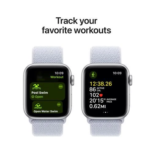 Apple Watch SE 2024 GPS 40mm - Cellular - Alumínio Prateado | Bracelete Loop Nuvem azul - Image 6