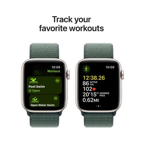 Apple Watch SE 2024 GPS 44mm - Cellular - Alumínio Luz das estrelas | Bracelete Loop Verde lago - Image 6