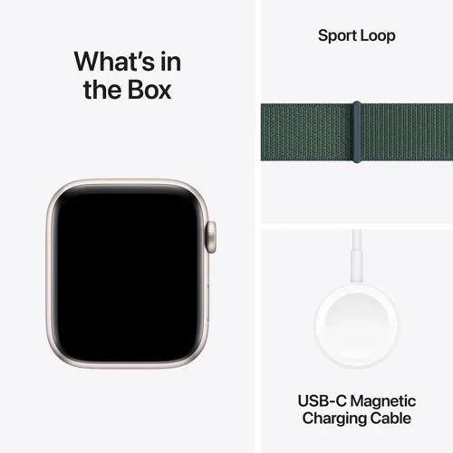 Apple Watch SE 2024 GPS 44mm - Cellular - Alumínio Luz das estrelas | Bracelete Loop Verde lago - Image 7
