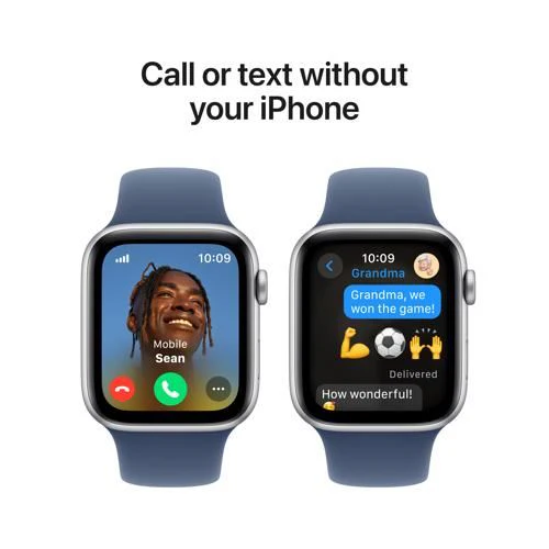 Apple Watch SE 2024 GPS 44mm - Cellular - Alumínio Prateado | Bracelete Desportiva Azul denim - S/M - Image 4