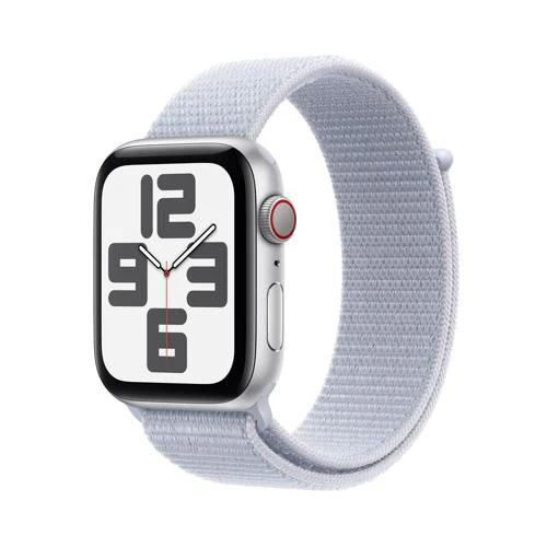 Apple Watch SE 2024 GPS 44mm - Cellular - Alumínio Prateado | Bracelete Loop Nuvem azul