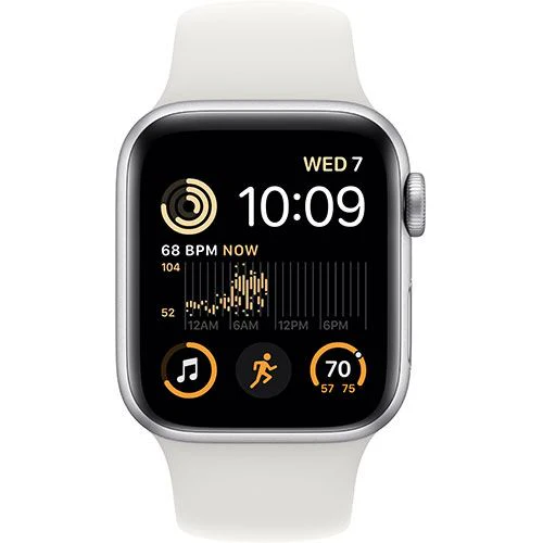 Apple Watch SE GPS 44mm - Alumínio Prateado | Bracelete Desportiva - Branco - Image 2