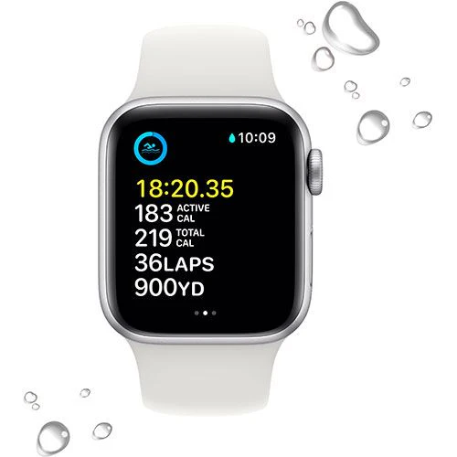 Apple Watch SE GPS 44mm - Alumínio Prateado | Bracelete Desportiva - Branco - Image 5