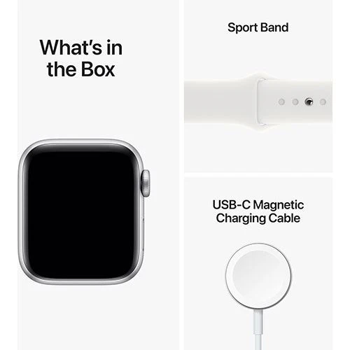 Apple Watch SE GPS 44mm - Alumínio Prateado | Bracelete Desportiva - Branco - Image 6
