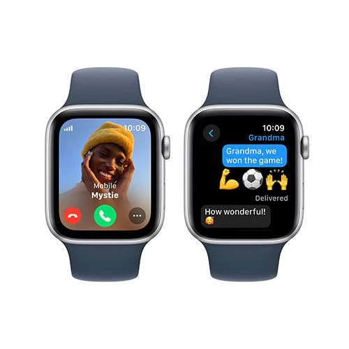 Apple Watch SE GPS 44mm - Cellular - Alumínio Prateado | Bracelete Desportiva Azul trovoada - M/L - Image 3