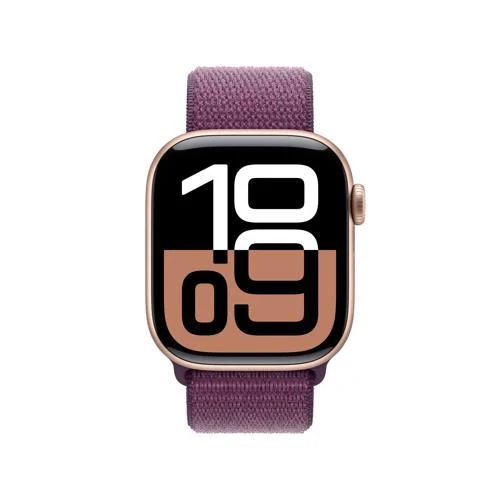 Apple Watch Series 10 GPS 42 mm | Alumínio Rosa Dourado | Bracelete Loop Desportiva Ameixa - Image 2