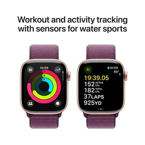 Apple Watch Series 10 GPS 42 mm | Alumínio Rosa Dourado | Bracelete Loop Desportiva Ameixa - Image 4