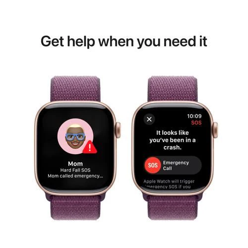 Apple Watch Series 10 GPS 42 mm | Alumínio Rosa Dourado | Bracelete Loop Desportiva Ameixa - Image 6