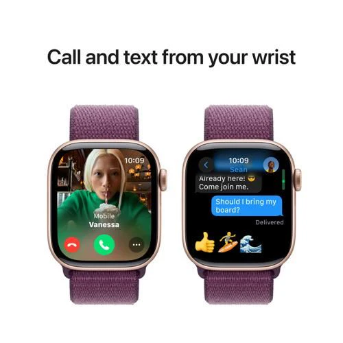 Apple Watch Series 10 GPS 42 mm | Alumínio Rosa Dourado | Bracelete Loop Desportiva Ameixa - Image 7