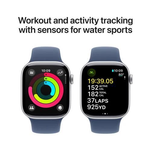 Apple Watch Series 10 GPS 42mm - Cellular - Alumínio Prateado | Bracelete Desportiva Azul Denim- M/L - Image 4