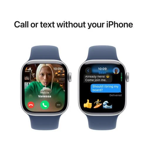 Apple Watch Series 10 GPS 42mm - Cellular - Alumínio Prateado | Bracelete Desportiva Azul Denim- M/L - Image 7