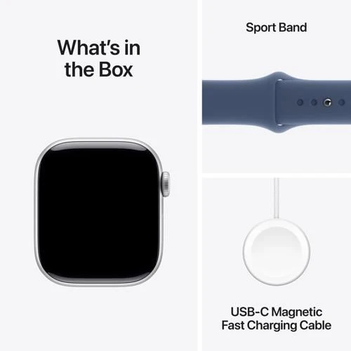 Apple Watch Series 10 GPS 42mm - Cellular - Alumínio Prateado | Bracelete Desportiva Azul Denim- M/L - Image 9