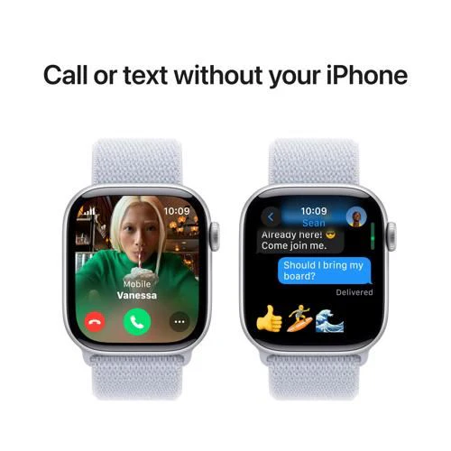 Apple Watch Series 10 GPS 42mm - Cellular - Alumínio Prateado | Bracelete Loop Desportiva Nuvem Azul - Image 7