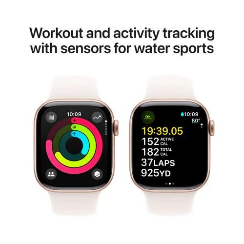Apple Watch Series 10 GPS 42mm - Cellular - Alumínio Rosa Dourado | Bracelete Desportiva Rosa Leve - M/L - Image 4