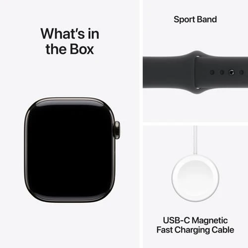 Apple Watch Series 10 GPS 42mm - Cellular - Titânio Ardósia | Bracelete Desportiva Preta - M/L - Image 9