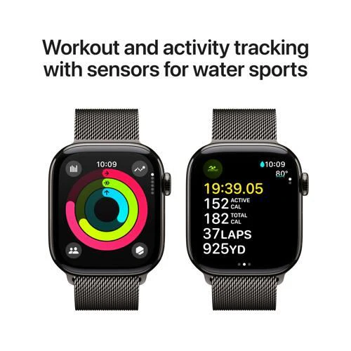 Apple Watch Series 10 GPS 42mm - Cellular - Titânio Ardósia | Bracelete Loop Milanesa Ardósia - Image 4
