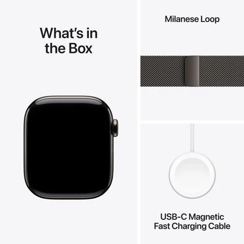 Apple Watch Series 10 GPS 42mm - Cellular - Titânio Ardósia | Bracelete Loop Milanesa Ardósia - Image 9