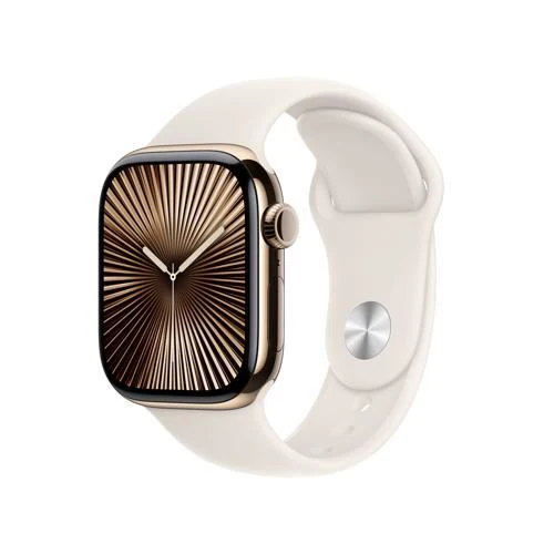 Apple Watch Series 10 GPS 42mm - Cellular - Titânio Dourado | Bracelete Desportiva Luz das Estrelas - M/L