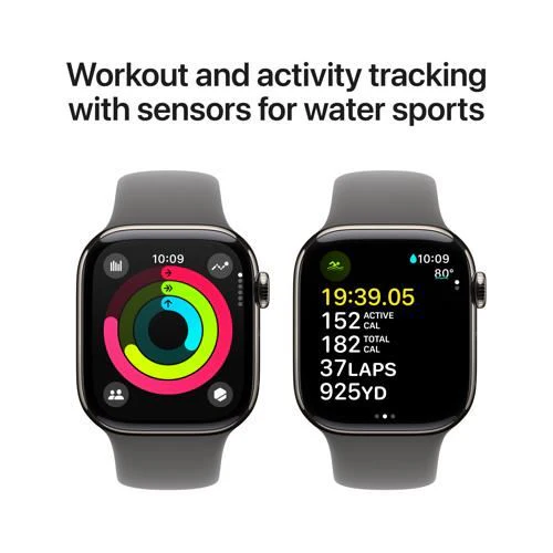 Apple Watch Series 10 GPS 42mm - Cellular - Titânio Natural | Bracelete Desportiva Cinzento Rocha - M/L - Image 4