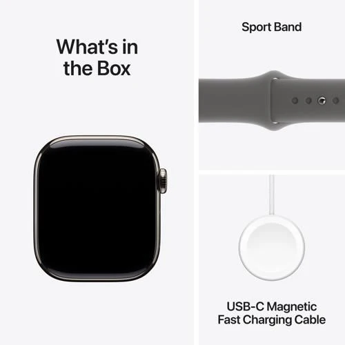 Apple Watch Series 10 GPS 42mm - Cellular - Titânio Natural | Bracelete Desportiva Cinzento Rocha - S/M - Image 9