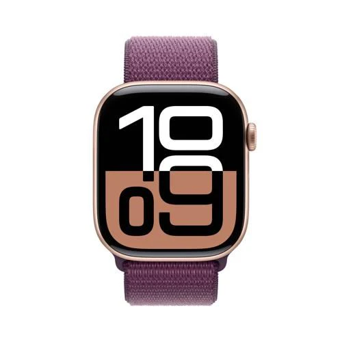 Apple Watch Series 10 GPS 46 mm | Alumínio Rosa Dourado | Bracelete Loop Desportiva Ameixa - Image 2