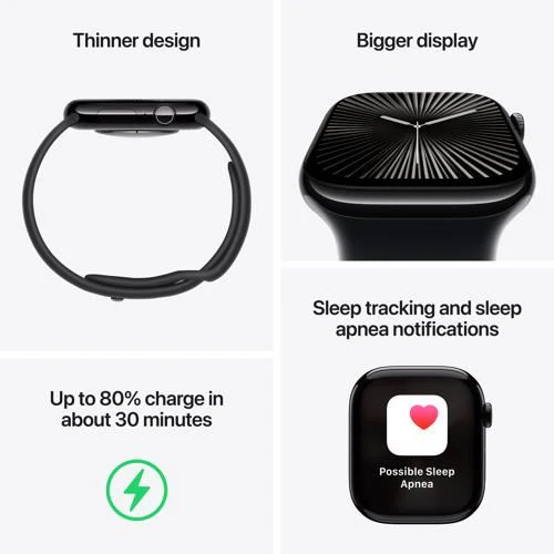 Apple Watch Series 10 GPS 46mm - Alumínio Rosa Dourado | Bracelete Desportiva Rosa leve - M/L - Image 3