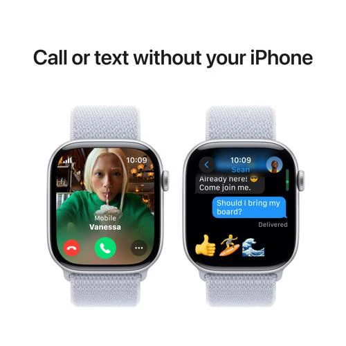 Apple Watch Series 10 GPS 46mm - Cellular - Alumínio Prateado | Bracelete Loop Desportiva Nuvem Azul - Image 7
