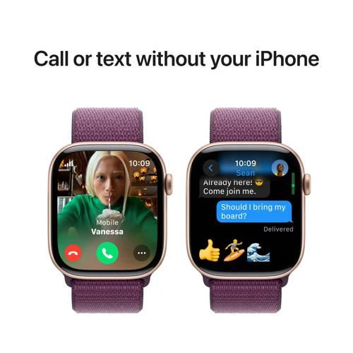 Apple Watch Series 10 GPS 46mm - Cellular - Alumínio Rosa Dourado | Bracelete Loop Desportiva Ameixa - Image 7
