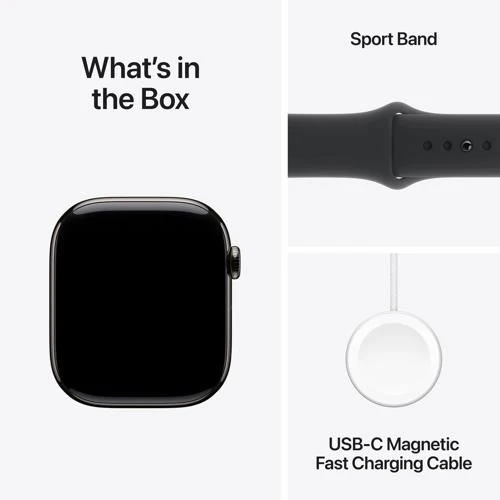 Apple Watch Series 10 GPS 46mm - Cellular - Titânio Ardósia | Bracelete Desportiva Preta - S/M - Image 9