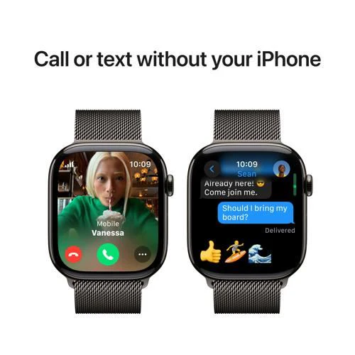 Apple Watch Series 10 GPS 46mm - Cellular - Titânio Ardósia | Bracelete Loop Milanesa Ardósia - M/L - Image 7