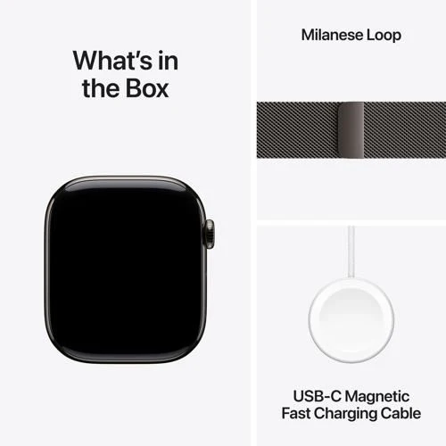 Apple Watch Series 10 GPS 46mm - Cellular - Titânio Ardósia | Bracelete Loop Milanesa Ardósia - M/L - Image 9