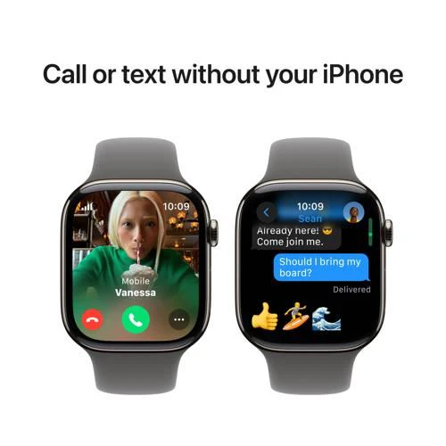 Apple Watch Series 10 GPS 46mm - Cellular - Titânio Natural | Bracelete Desportiva Cinzento Rocha - M/L - Image 7