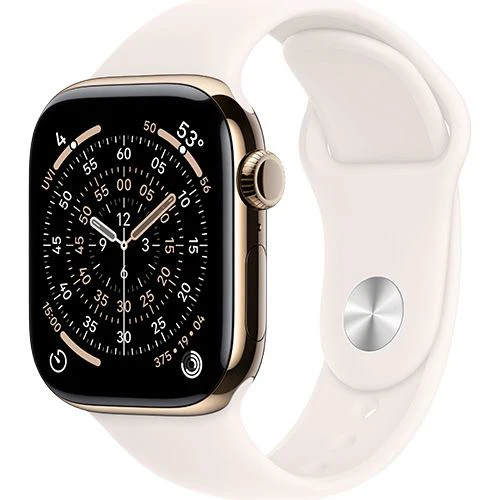 Apple Watch Series 11 Cellular - 42mm - Titânio Dourado | Sport Band - Rosa leve - S/M