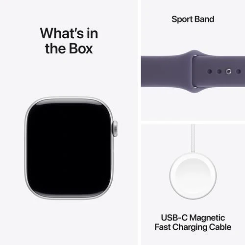 Apple Watch Series 11 GPS - 46mm - Alumínio Prateado | Sport Band - Roxo névoa - S/M - Image 8